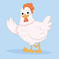 Cute Cartoon White Chicken illustration