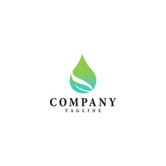 Green and Blue Gradient Leaf Drop Logo Design