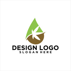Green and Brown Cannabis Leaf Drop Logo Design