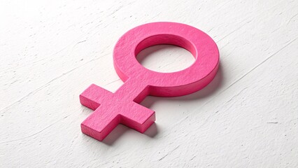 Minimalist 3D Pink Female Gender Symbol on White Background