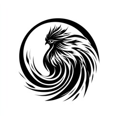Fototapeta premium Tribal Phoenix Bird Circle Design, White Background, Tattoo, Graphic