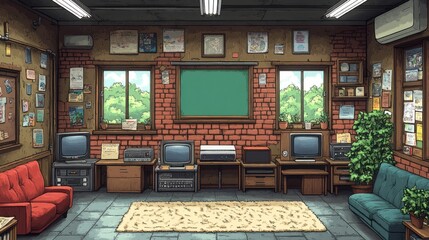 Retro Game Room: A Nostalgic Pixel Art Scene