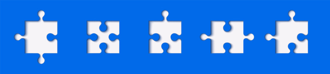 Puzzle pieces set isolated. Vector illustration. Jigsaw puzzle game. Black color.