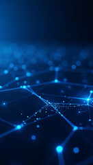 Obraz premium Intricate digital network illuminated with blue light, representing data flow and connectivity