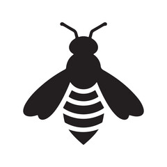 Black bee icon silhouette. Bee icon symbol. Vector illustration eps 10
