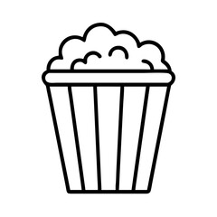 Popcorn bucket vector icon illustration, movie snack, cinema food, outline art