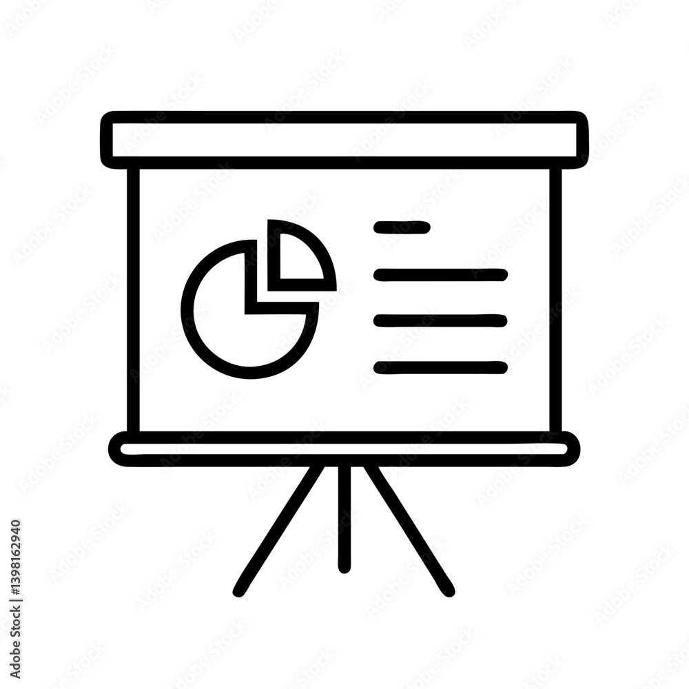 Poster presentation board with pie chart and text for business meeting and data analysis