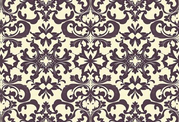 Fototapeta premium Elegant vintage damask watercolor tile pattern, perfect for fabric design, textile, texture