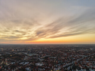 The breathtakingly stunning sunset casts vibrant colors over the picturesque cityscape Hannover Lower Saxony