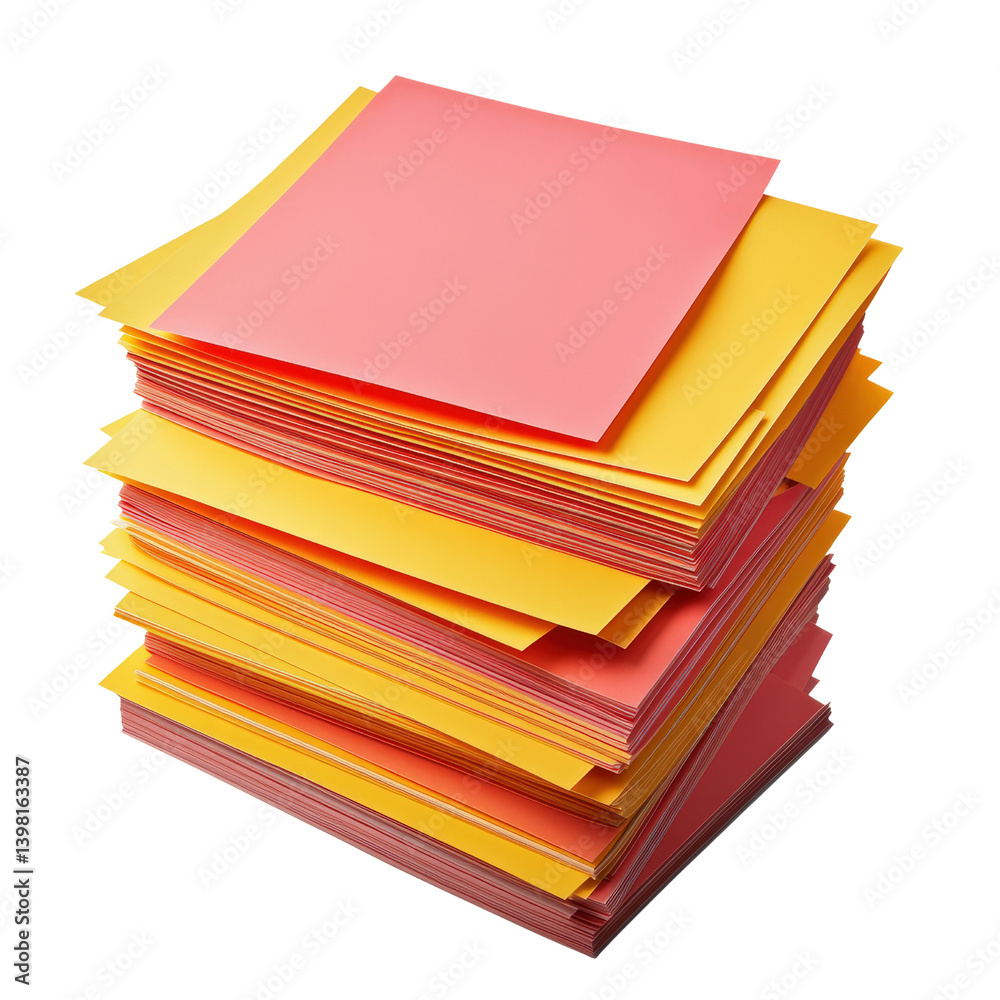 Poster a stack of multicolored paper sheets displaying a vibrant collection perfect for arts and crafts pro