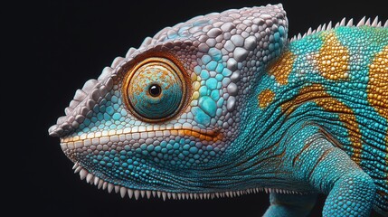 Fototapeta premium A close-up macro image of a chameleon's head