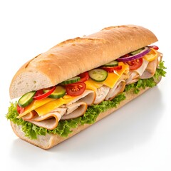 Delicious Turkey & Cheese Sub Cut in Half
