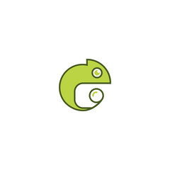 Green Chameleon Cartoon Illustration on White Background