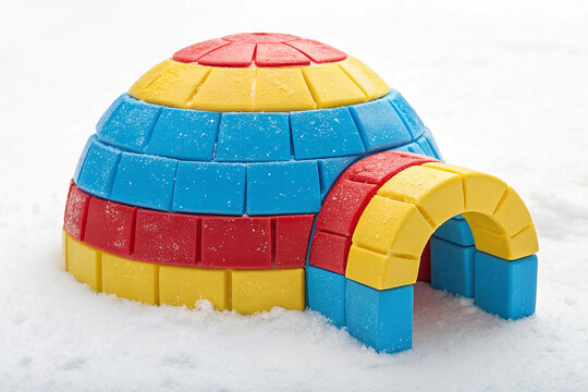 Colorful Toy Igloo isolated on white background. A bright, colorful toy igloo isolated on a white background perfect for children s playtime or winter-themed designs