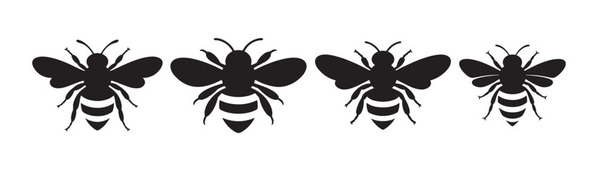 Bee icon symbol silhouette. Bee icons. Vector illustration eps 10