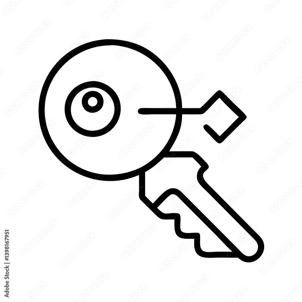 Poster digital key icon vector illustration for security access and encryption concept