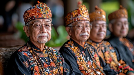 Fototapeta premium Indonesian Traditional Attire: A Portrait of Elders in Rich Cultural Heritage