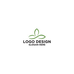 Green Leaf Logo Design Minimalist Nature Organic Symbol