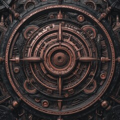 Steampunk Mandala with Glowing Gears and Copper Fractal Symmetry