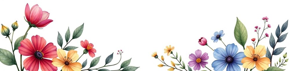 Watercolor floral vintage bouquet illustration with wildflowers and leaves isolated on white background for greeting card design, birthday card, designer poster,  paintings,  illustrations