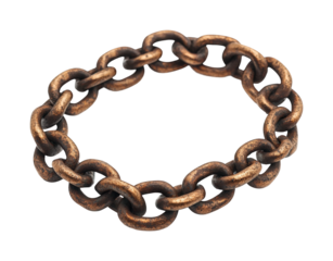 Artistic bronze chain bracelet product modern aesthetic view. Isolated on transparent background, png.