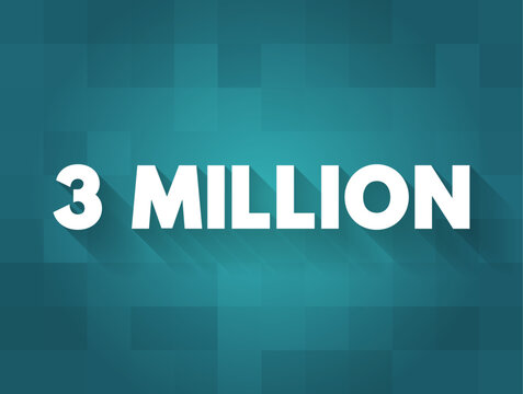 3 million - the number three million, which represents a significant quantity or milestone in various contexts, text concept background