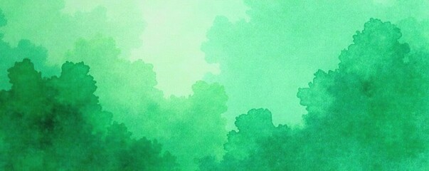 Fototapeta premium Watercolor green background texture hand painted with abstract deep spruce backdrop, stains on paper, watercolor, green