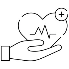 Hand holding two heart icon. Compassion icon showing hands holding a heart symbolizing care and support sign. Love, health, healthcare, medicine symbol illustration.