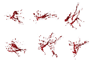 Set of gradient red color bloody splatter vector bleeding paint background © bdvect1 