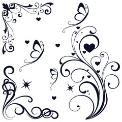  Set of Elegant Floral Corner Ornament – Decorative Vintage Flower Border Design Element