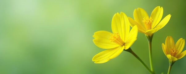 Fototapeta premium Yellow flowers with buttery yellow petals resembling eggs of a toadflax plant, symbolizing growth, beauty, health, and wellness, eggs, butter