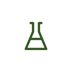Green Outline Beaker Icon on White Background