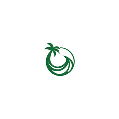 Green Palm Tree Wave Hammock Circle Icon