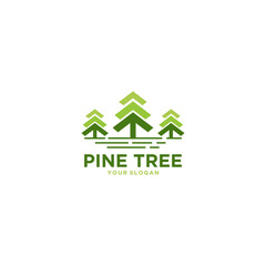 Green Pixel Art Pine Tree Logo Design