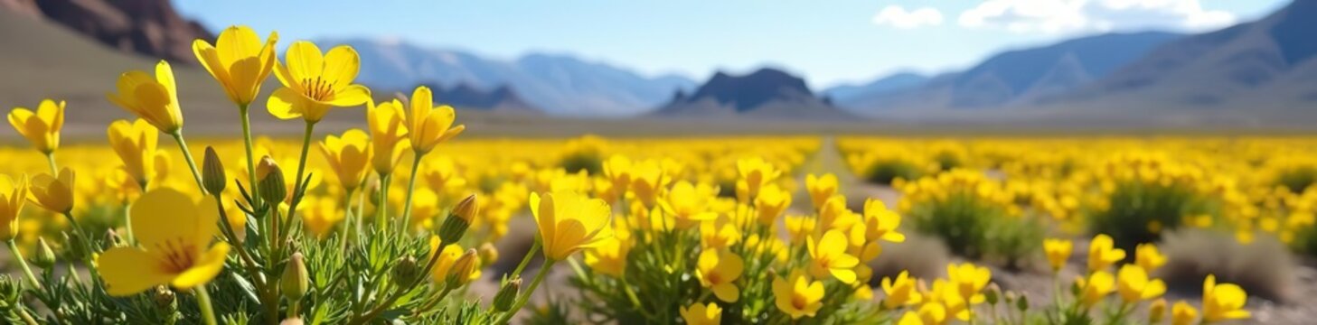 Yellow Moapa bladderpod flowers in bloom at Gold Butte National Monument, Nevada,  cruciform,  Clark County