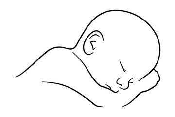 Sleeping Baby Outline Illustration Showing Innocence And Peace In Continuous Line Drawing For Nursery Decor And Infancy Projects
