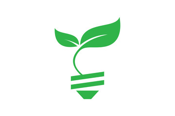 Green Plant Sprouting From Lightbulb: Eco Friendly Energy Concept