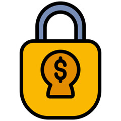 Padlock Outline Flat Icon, Solid Color Outline Flat Icon Symbol