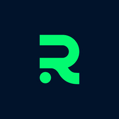 Green R Letter Logo on Dark Blue Background
