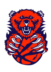 basketball ours gueule ouverte dessin face cartoon club