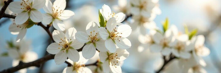 White blossoms covering a tree in full bloom during springtime,  botany,  nature