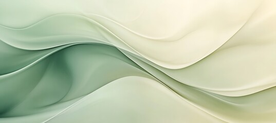 Obraz premium Muted green and beige background with soft overlapping waves 