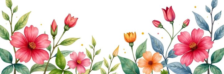 Watercolor set featuring vibrant summer bloom colors, perfect for creating beautiful floral designs,  vibrant,  set