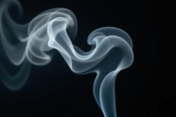 White smoke billowing gracefully against a dramatic black background,  vapor,  backdrop