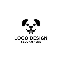 Happy Dog Logo Design: Black and White Minimalist Pet Icon