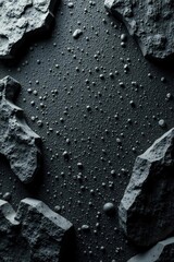 Volumetric black and white stone background with dark gray grunge banner and mountain texture Close-up detail with space for design in a wide panoramic rock background,  panoramic,  grunge