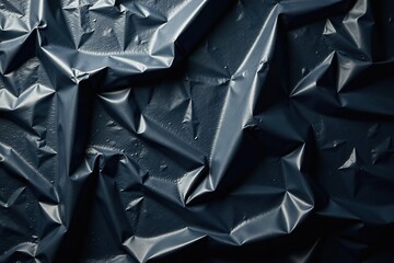 Wrinkled plastic wrap texture resembling crumpled paper on a dark background,  texture,  macro