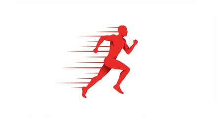 Dynamic runner on minimal red and white background illustration