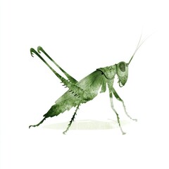 Green grasshopper on white, use as insect, nature, biology, wildlife, illustration