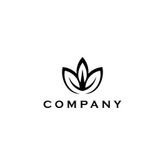 Minimalist Black And White Company Logo With Three Leaves